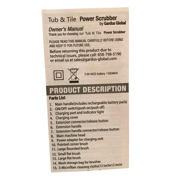 Tub & Tile Power Scrubber Electric Power Scrubber Re Chargable Cleaner - Picture 4 of 5